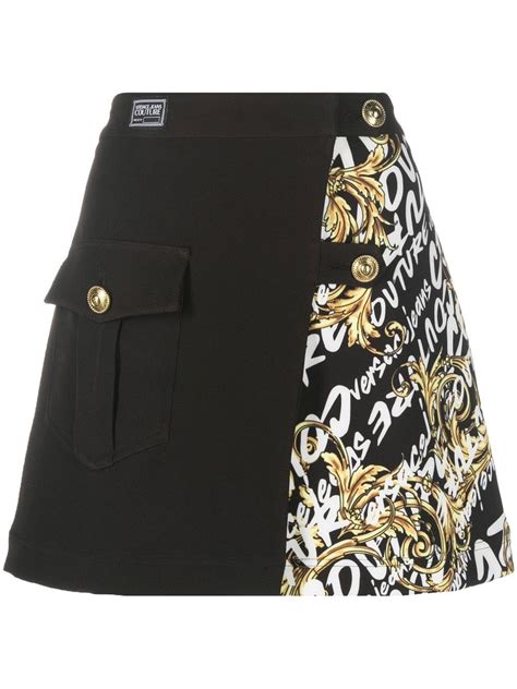 Versace Barocco Print Mini Skirt Editorialist