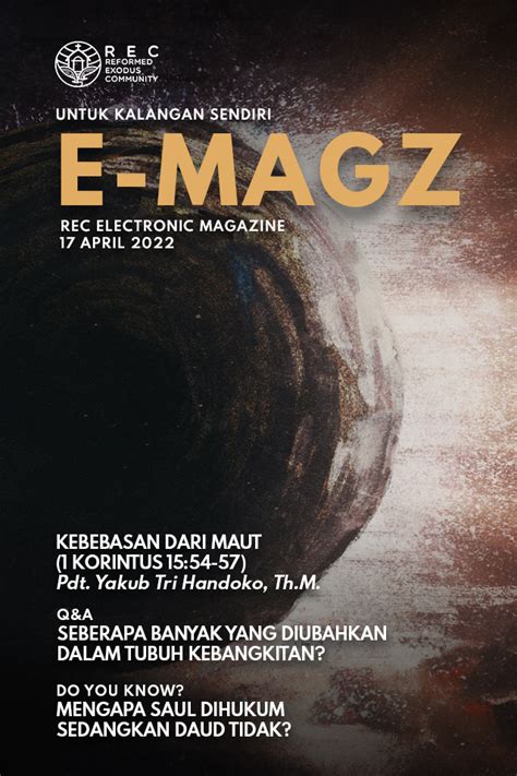 E Magazine Minggu Ke April Rec Reformed Exodus Community