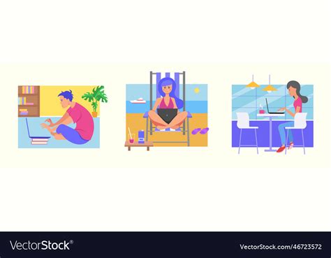 Set of cartoon characters of people working Vector Image