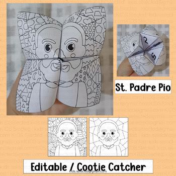 St Padre Pio Activities Cooties Catcher Craft Writing Game Catholic