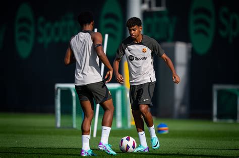 Balde and Lamine Yamal join part of Wednesday training