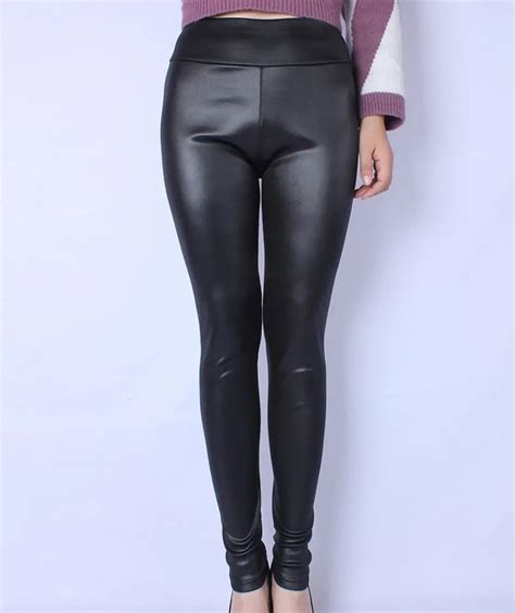 2019 Spring Autumn Plus Size Faux Leather Leggings Women High Waist