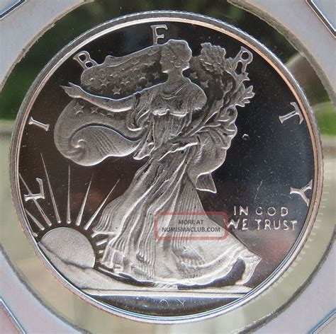 Troy Oz Solid Silver Walking Liberty Round Fine Golden State