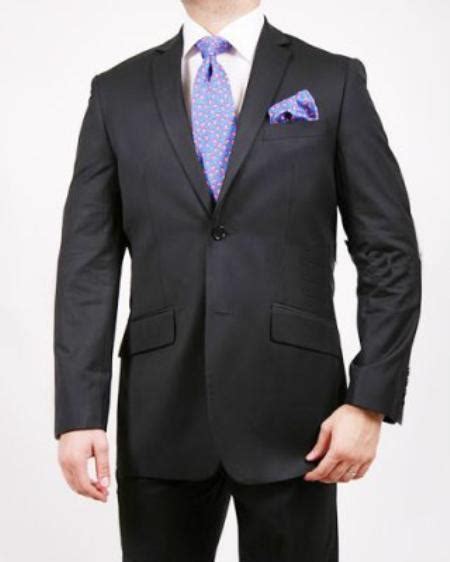 2 Button Style Shadow Stripe Pinstripe Suit Liquid Jet Black