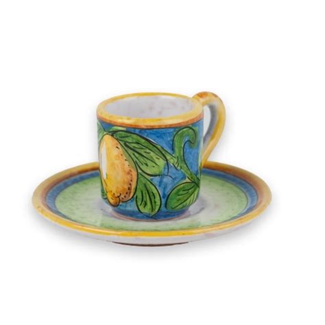 Limone Espresso Cup with Saucer - Italian Pottery Outlet