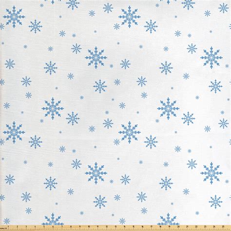 Winter Fabric By The Yard Snowflakes Blue And White Christmas Etsy