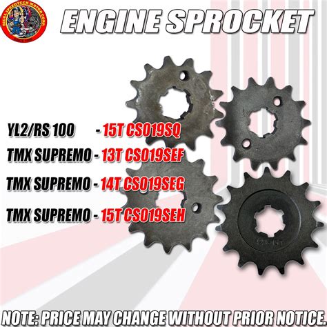 YL2 RS 100 TMX SUPREMO ENGINE SPROCKET CS019S Shopee Philippines