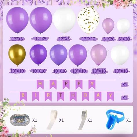 I Arche Ballon Anniversaire Guirlande De Ballon Violet Or Pcs