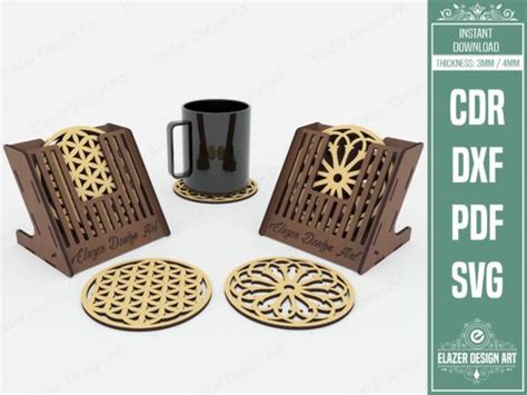 Decorative Boxed Coasters Laser Cut Svg Graphic By Elazer Dizayn