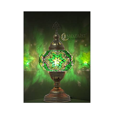 Green Mosaic Table Lamp Turkish Lamp Mosaic Night Light Turkish Lampshade Hand Made Boho