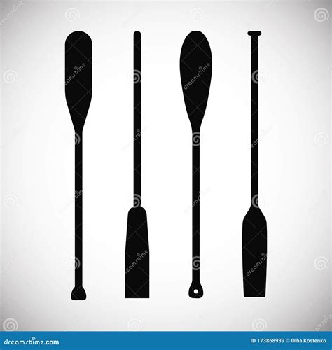 Set Of Silhouette Oar Paddle Boat Stock Vector Illustration Of