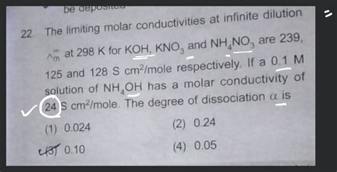 The Limiting Molar Conductivities At Infinite Dilution A M At 298 K For