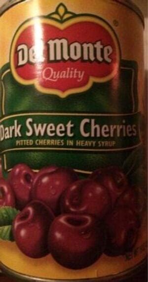 Del Monte Dark Sweet Pitted In Heavy Syrup Cherries 15 Oz Nutrition