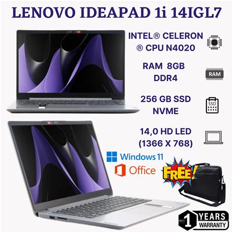 Lenovo Ideapad Slim 1i 14igl7 Intel N4020 Ram 8gb Ssd 256gb 14 Wifi 6 Windows 11 Lazada Indonesia