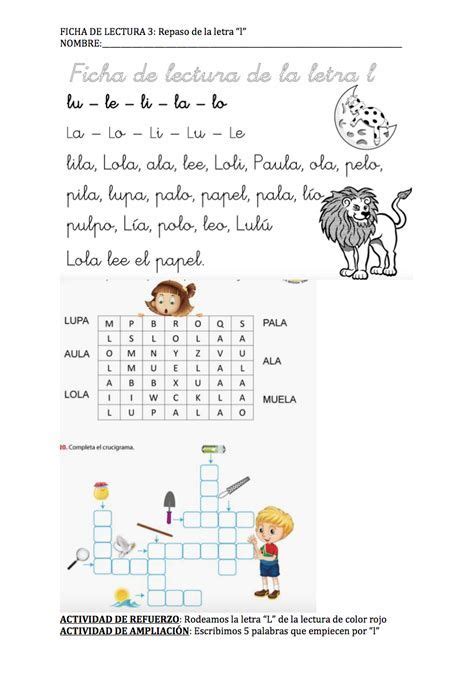 Tareitas OBJETOS CON LA LE LI LO LU En 2020 Word Search Puzzle