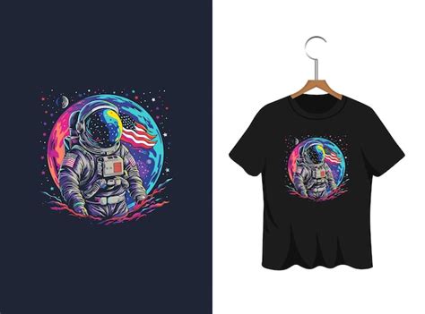 Entwurfsvorlage für Astronauten T Shirts Premium Vektor