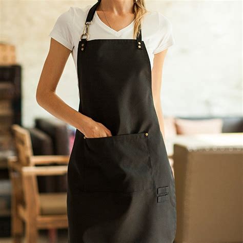 Beige Brown Polyester Cotton Bib Apron Little Tailor Studio Cotton