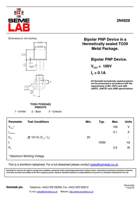 N Datasheet Pdf Seme Lab