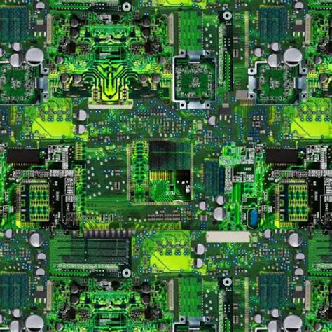 Computer Motherboard Fabric Circuit Board Green Fabric Green Etsy