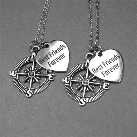 Best Friends Necklace Best Friends Forever Necklace Compass Etsy