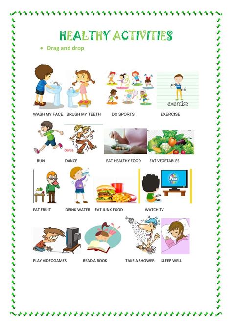 Healthy Activities Worksheet Healthy Activities Healthy Habits