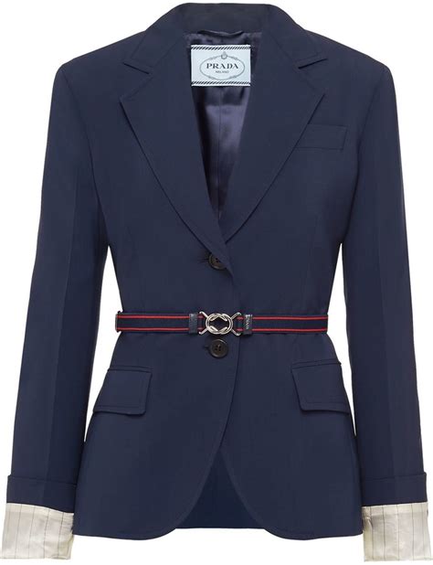 Prada Belted Single Breasted Blazer Shopstyle