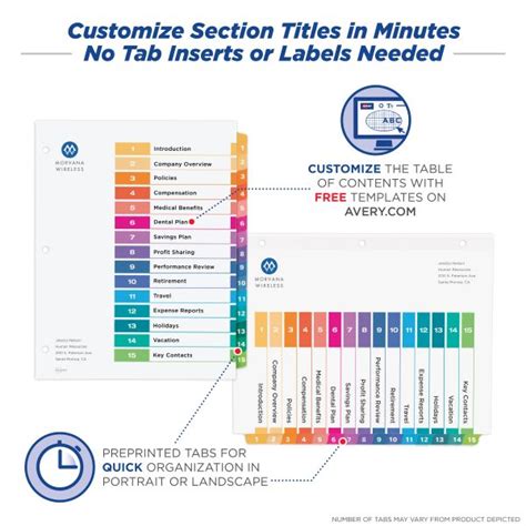 Avery® Ready Index® 15 Tab Binder Dividers Multicolor Tabs 6 Sets