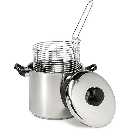 Amazon 6QT Deep Fryer Set Stainless Steel Deep Fry Basket 3 Ply