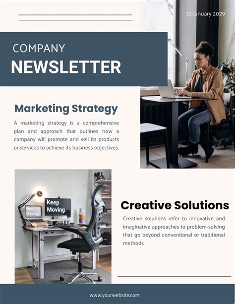 Blue Company Marketing Strategy Newsletter Template Venngage