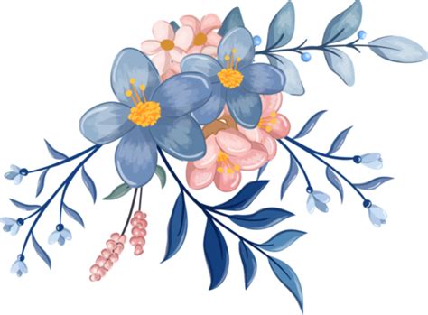 Blue Watercolor Flower Pngs For Free Download