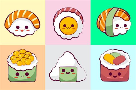 Collezione Di Kawaii Sushi Scarica Immagini Vettoriali Gratis