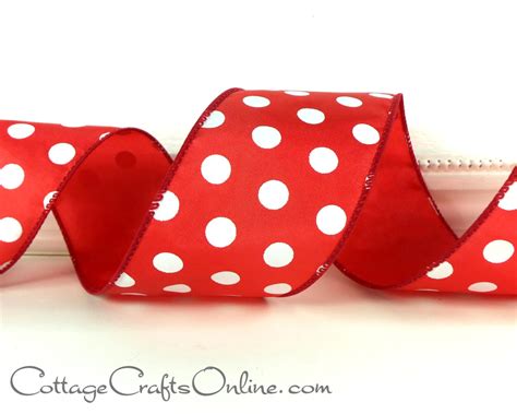 Wired Ribbon 2 1 2 Wide Red And White Polka Dot Etsy