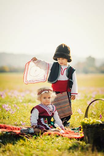 Cute Children In Traditional Bulgarian Costumes Stock Photo Download