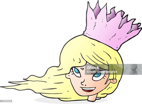 Freehand Drawn Cartoon Woman With Blowing Hair Stock Illustration