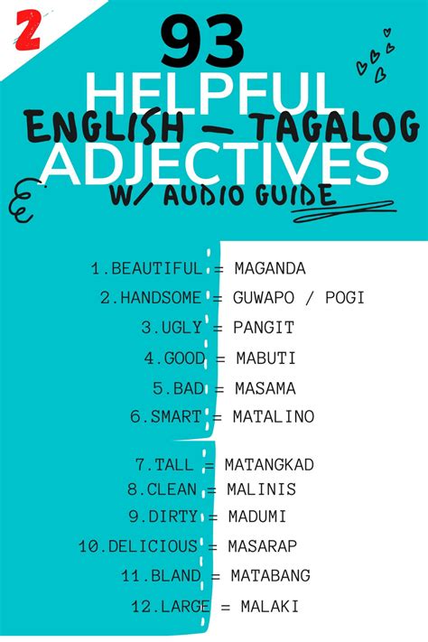 Helpful Adjectives In Filipino Lesson