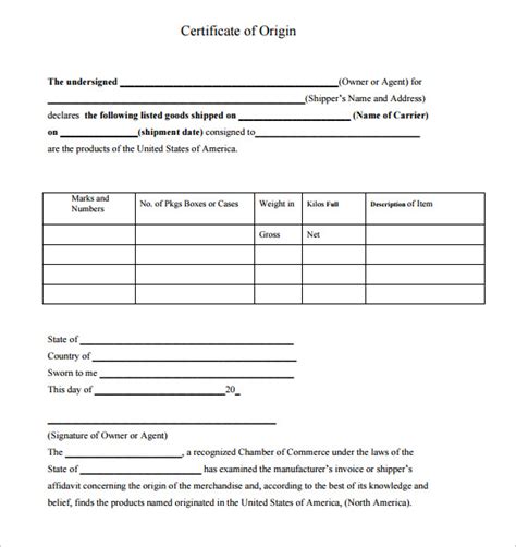 Free Sample Certificate Of Origin Templates In Pdf Ms Word