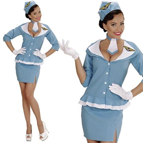 Retro Stewardess Er Jahre Damen Kost M Sexy Pilotin