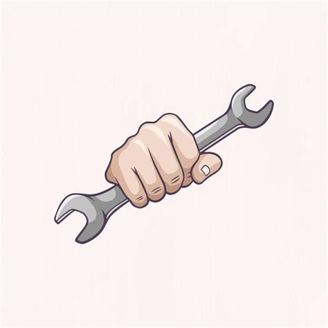 Premium Vector Hand Drawn Hand Holding Wrench For Labor Day