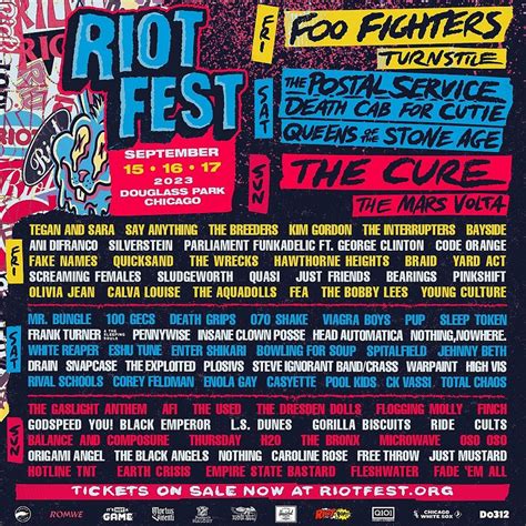 Riot Fest 2023 Foo Fighters The Postal Service The Cure Among