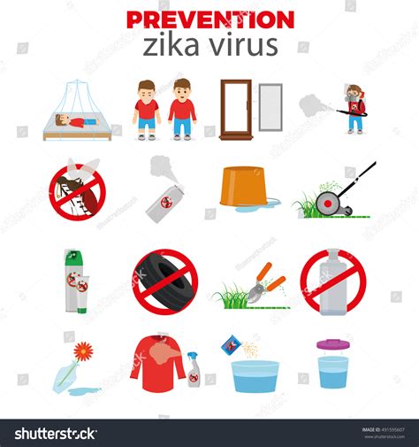 Set Zika Virus Prevention Graphic Design Stock Vector Royalty Free