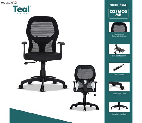 Buy Teal Cosmos Mid Back Ergonomic Mesh Chair Black At 48 OFF Online