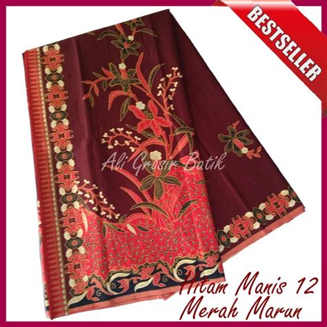 Jual Kain Batik Pekalongan Primisima Halus Hitam Manis Merah Marun