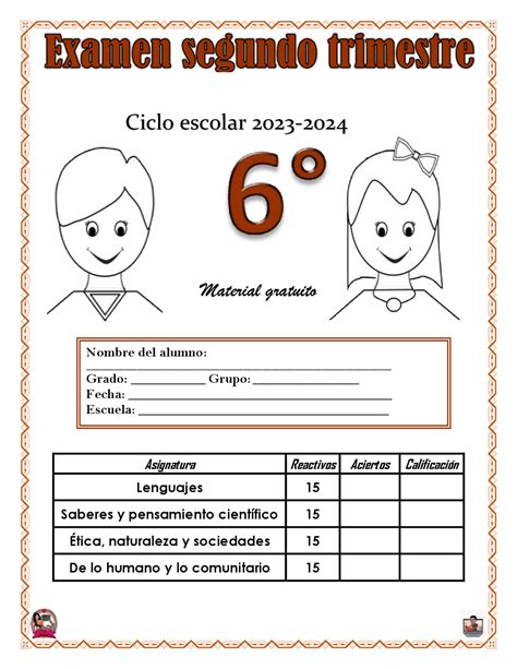 Examen Trimestral 2 De Las Materias De Sexto Grado De Primaria Esperando Que Sirva Apuntes De