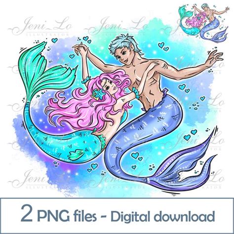 Mermaids In Love 2 Png Files He And She Clipart Mermaid Subl Inspire