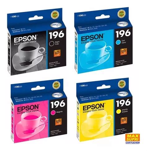 Pack 4 Tintas Epson 196 Originales Fecha Venc 2022 Cuotas Sin