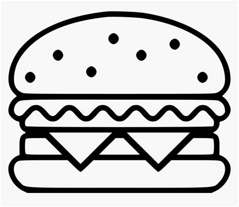 Hamburger - Hamburger Png Black And White, Transparent Png - kindpng