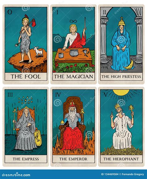 Vintage Tarot Deck, Old Style Illustrations Stock Photo - Image of ...