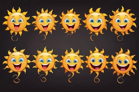 Premium Photo Cartoon Sun Holding Finger Front Of His Mouth Collection With Happy Faces