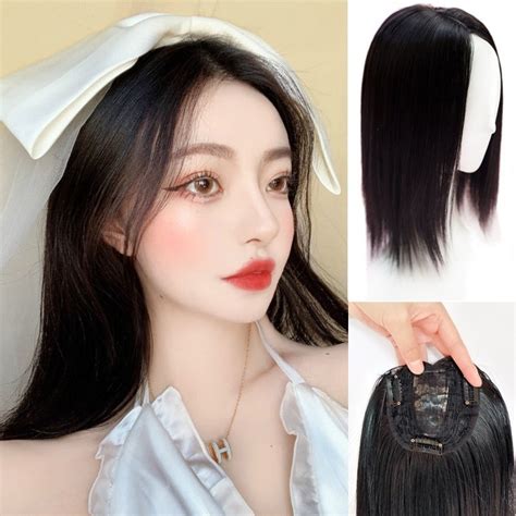 Wig Female Middle Part With Bangs On Top Of The Head Replacement Block Long Straight Hair Middle