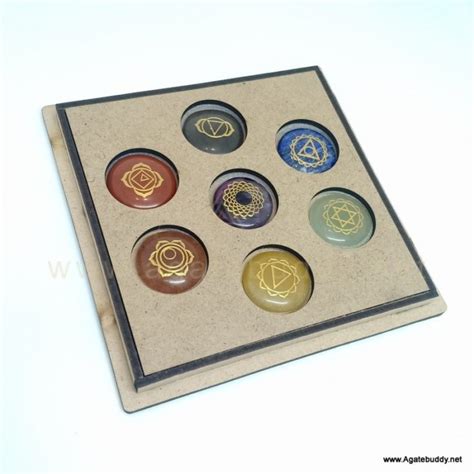 Seven Chakra Engraved Reiki Set With Buddha Engraved Reiki Box Agate